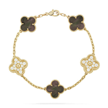 [LUCKY LOVE] CLOVER 5 MOTIF GRAY MOP BRACELET COLLECTION