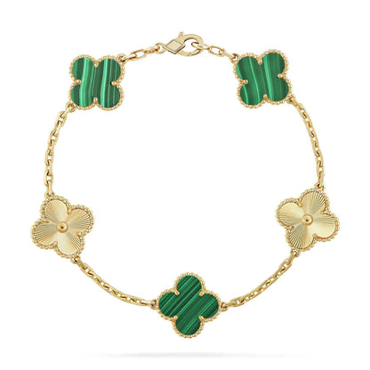 [LUCKY LOVE] CLOVER 5 MOTIF MALACHITE BRACELET COLLECTION