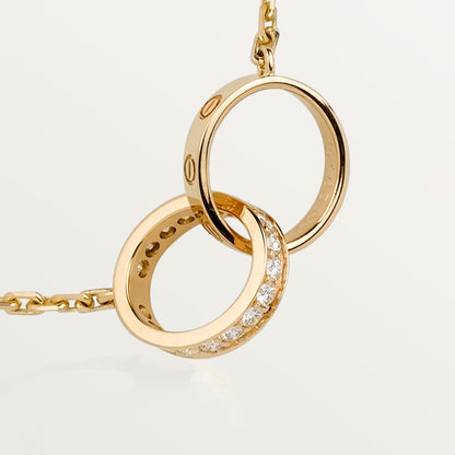 [LUCKY LOVE]LOVE DOUBLE RING HALF DIAMOND NECKLACE
