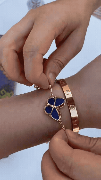 [LoveLucky] LOVE Brushed & Lucky Spring Butterfly 5-Motif Bracelet Stack Set