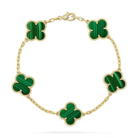 [LUCKY LOVE]CLOVER 5 MOTIFS MALACHITE BRACELET
