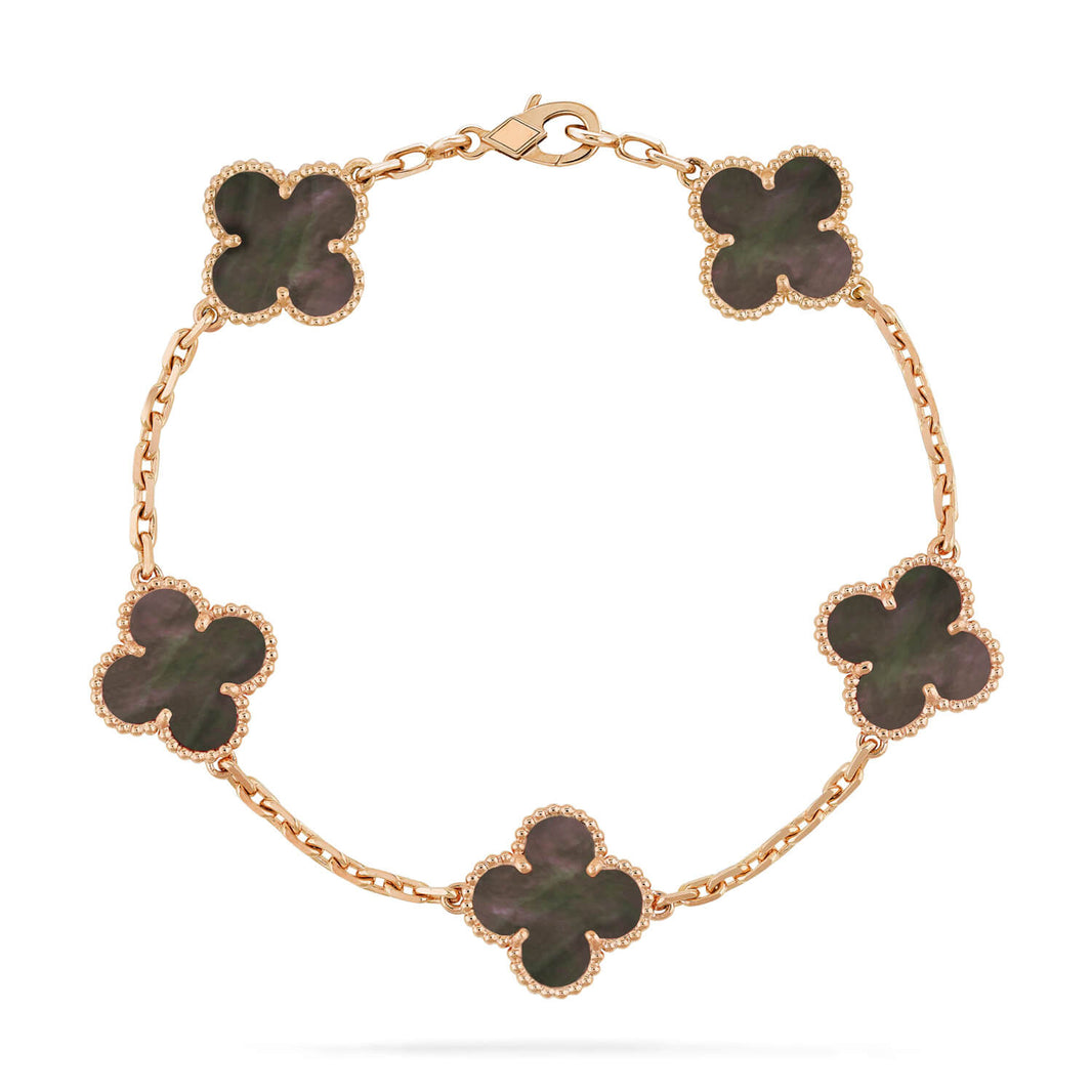 [LUCKY LOVE]CLOVER 5 MOTIF GRAY MOP  BRACELET