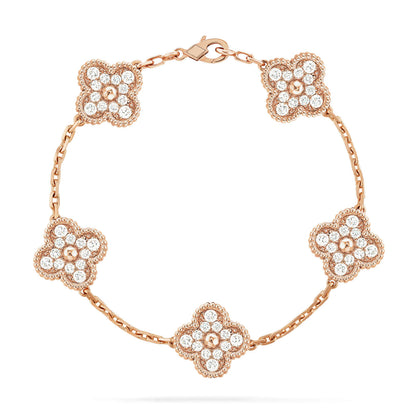 [LUCKY LOVE]CLOVER 5 MOTIFS  FULL DIAMOND BRACELET