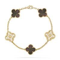 [LUCKY LOVE]CLOVER 5 MOTIF GRAY MOP DIAMOND BRACELET