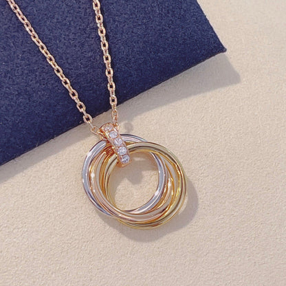 [LUCKY LOVE]TRINITY NECKLACE GOLD  DIAMONDS
