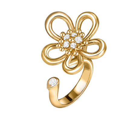 [LUCKY LOVE]  FLOWERLACE OPEN RING 5 DIAMONDS