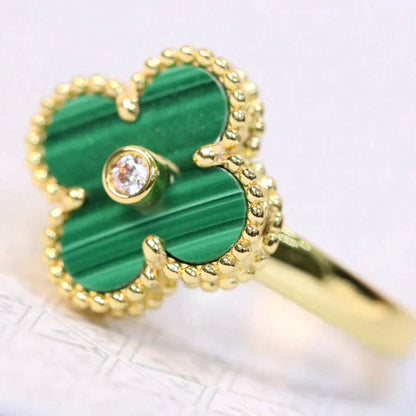 [LUCKY LOVE]CLOVER MALACHITE RING GOLD DIAMOND