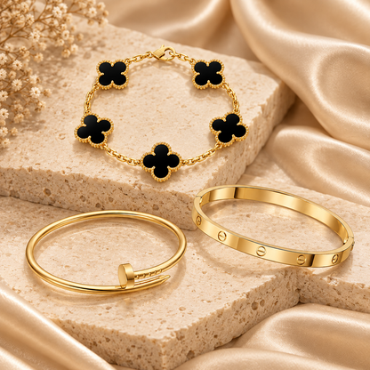 [LoveLucky]Clover & Juste & Lover  Bracelet Stack Set
