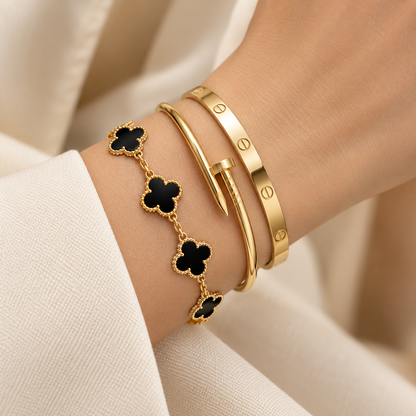 [LoveLucky]Clover & Juste & Lover  Bracelet Stack Set
