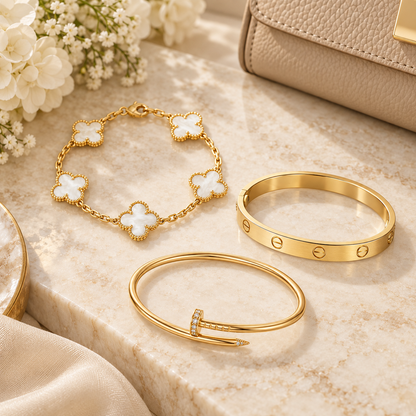 [LoveLucky]Clover & Lover & Juste Bracelet Stack Set