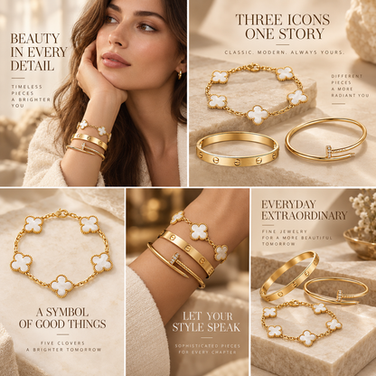 [LoveLucky]Clover & Lover & Juste Bracelet Stack Set