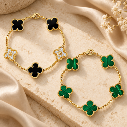 [LoveLucky]Clover 5 Motifs  Duo Bracelet Stack Set