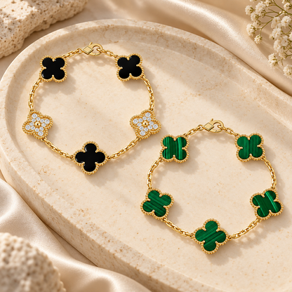 [LoveLucky]Clover 5 Motifs  Duo Bracelet Stack Set