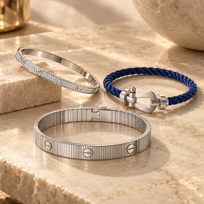[LoveLucky]Love & Force Large Horseshoe Trio Bracelet Stack Set