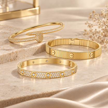 [LoveLucky]Love & Juste Statement Bracelet Trio Stack Set