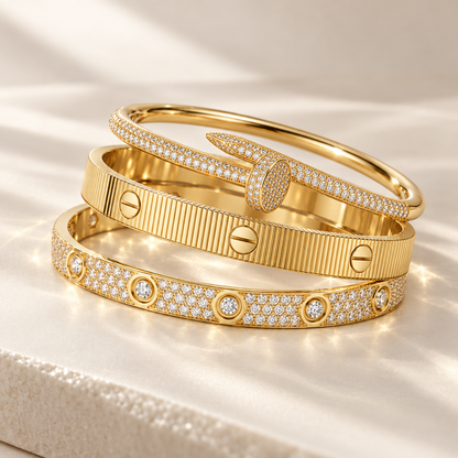 [LoveLucky]Love & Juste Statement Bracelet Trio Stack Set