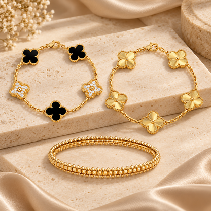 [LoveLucky]Clover & Clash Bracelet 3-Piece Stack set