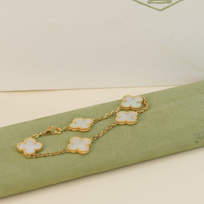 [LUCKY LOVE]CLOVER  5 MOTIF WHITE MOP BRACELET