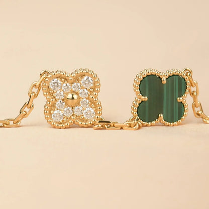 [LUCKY LOVE] CLOVER 5 MOTIF MALACHITE BRACELET COLLECTION