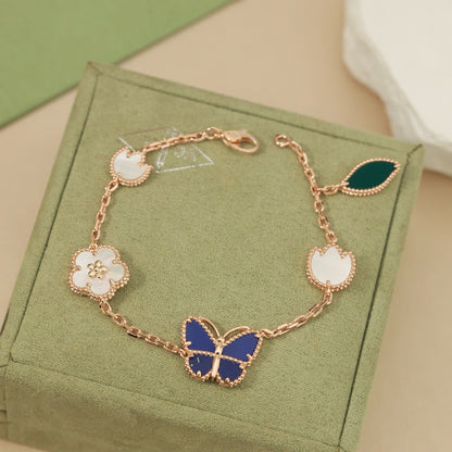 [LoveLucky] LOVE Brushed & Lucky Spring Butterfly 5-Motif Bracelet Stack Set