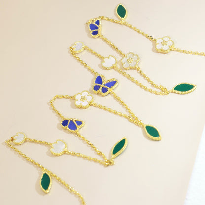 [LUCKY LOVE]LUCKY SPRING BUTTERFLY 15 FLOWER NECKLACE