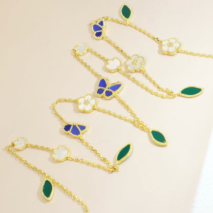 [LUCKY LOVE]LUCKY SPRING BUTTERFLY 15 FLOWER NECKLACE