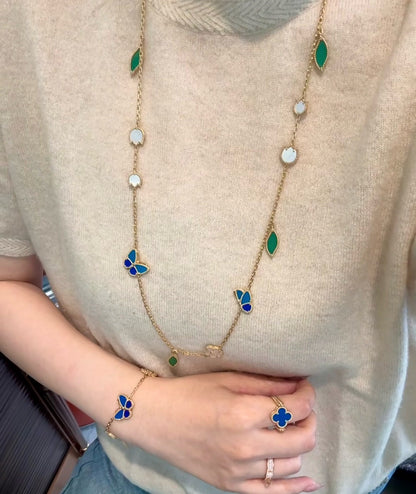 [LUCKY LOVE]LUCKY SPRING BUTTERFLY 15 FLOWER NECKLACE