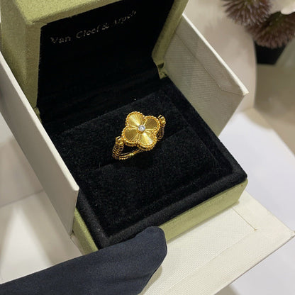 [LUCKY LOVE]CLOVER RIVERSIBLE BLUE AGATE RING