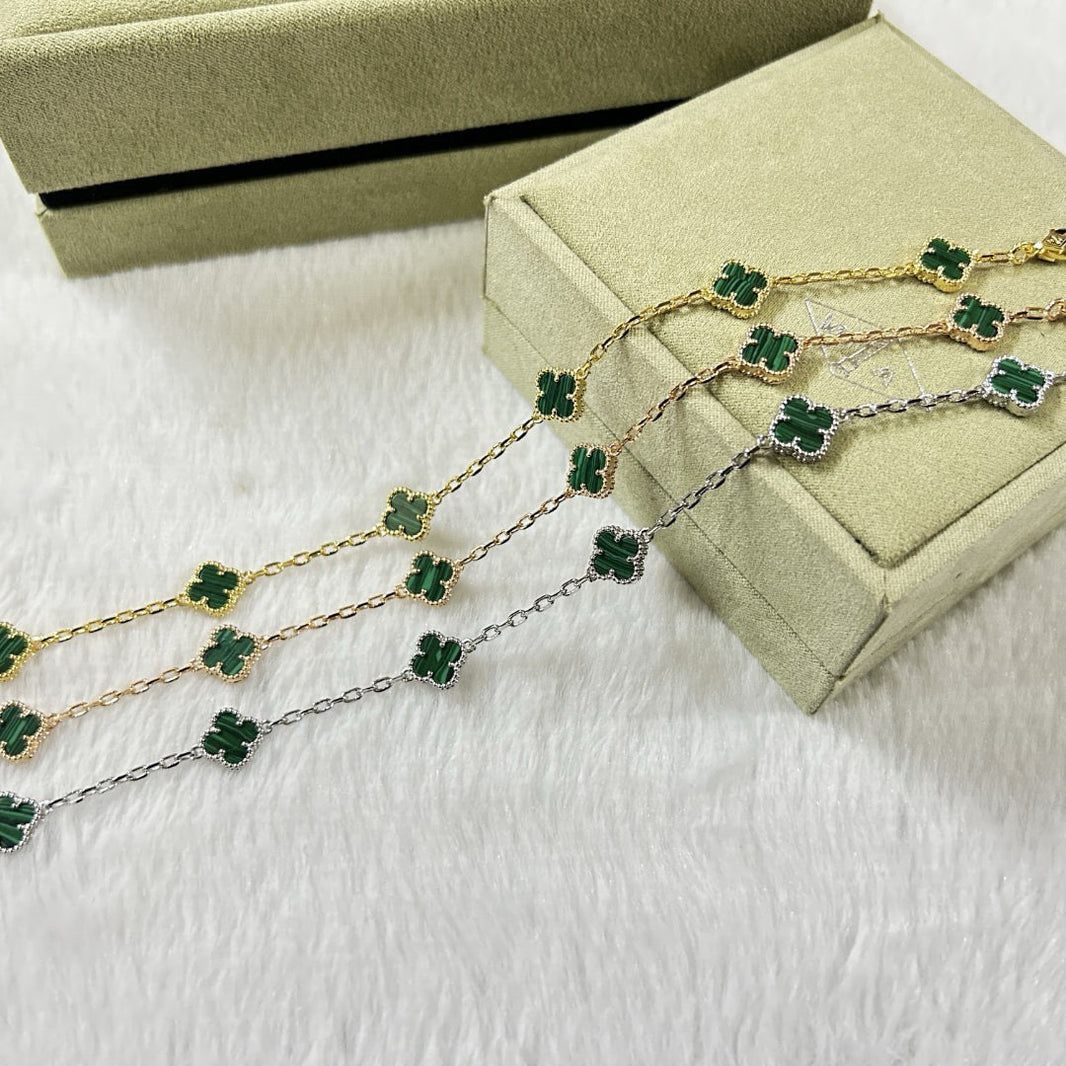 [LUCKY LOVE]CLOVER 6 MOTIF MALACHITE BRACELET