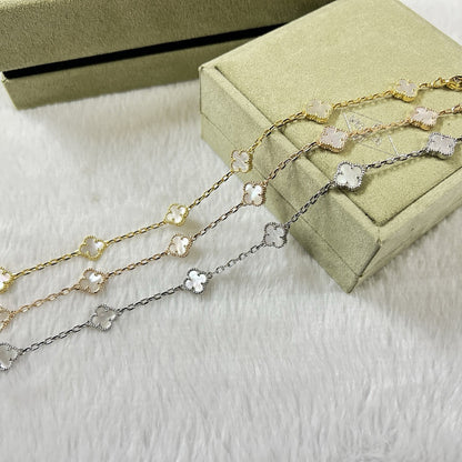 [LUCKY LOVE]CLOVER 6 MOTIF WHITE MOP BRACELET