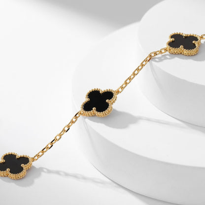 [LUCKY LOVE]CLOVER 10 MOTIFS ONYX NECKLACE