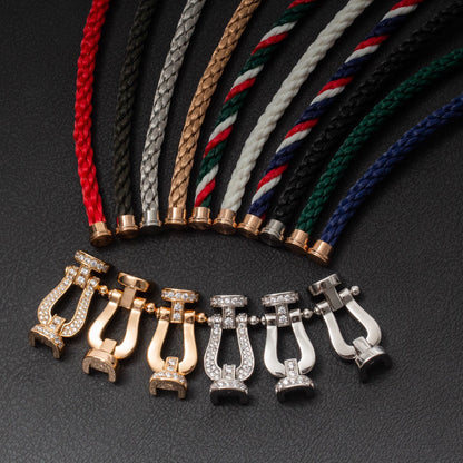 [LUCKY LOVE]FORCE LARGE HORSESHOE HALF DIAMOND BRACELET SILVER