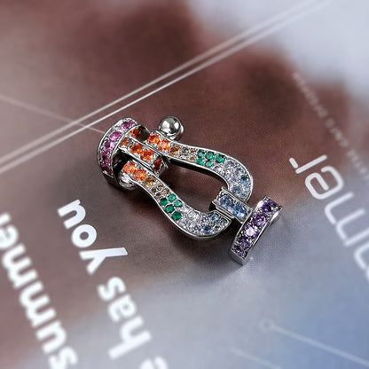 [LUCKY LOVE]FORC LARGE HORSESHOE  COLORED DIAMOND BRACELET SILVER