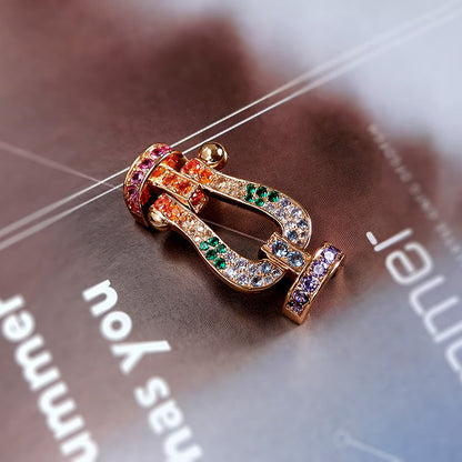 [LUCKY LOVE]FORC LARGE HORSESHOE  COLORED DIAMOND BRACELET SILVER