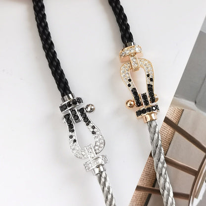 [LUCKY LOVE]FORCE LARGE HORSESHOE BLACK WHITE DIAMOND BRACELET ROSE GOLD