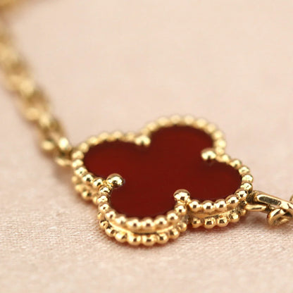 [LUCKY LOVE] CLOVER 5 MOTIF RED CORNELIAN BRACELET COLLECTION