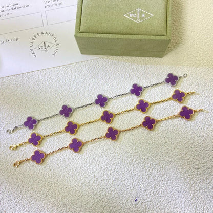 [LUCKY LOVE] CLOVER 5 MOTIF VIOLET BRACELET COLLECTION