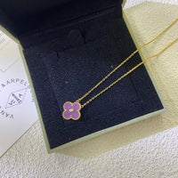 [LUCKY LOVE]CLOVER 15MM DIAMOND  PURPLE VIOLET NECKLACE