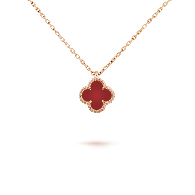 [LUCKY LOVE]CLOVER MINI 9.5MM WHITE CARNELIANS NECKLACE