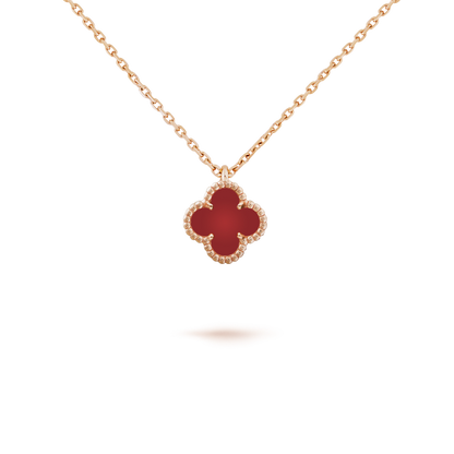 [LUCKY LOVE]CLOVER MINI 9.5MM WHITE CARNELIANS NECKLACE