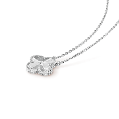 [LUCKY LOVE]CLOVER 15MM LASER NECKLACE SILVER