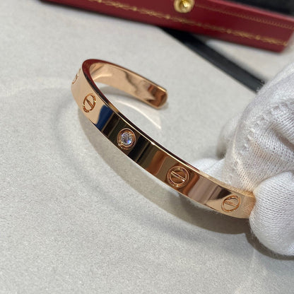 [LUCKY LOVE]LOVE BRACELET 6.1MM 1 DIAMOND OPEN CUFF