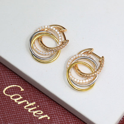 [LUCKY LOVE]TRINITY HALF DIAMOND  EARRINGS