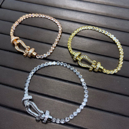 [LUCKY LOVE]FORCE  LARGE HORSESHOE FULL DIAMOND TENNIS BRACELET