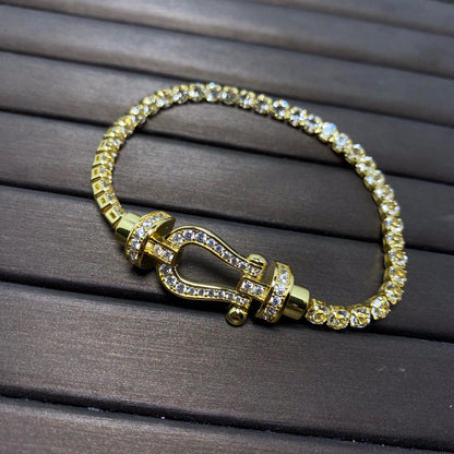 [LUCKY LOVE]FORCE  LARGE HORSESHOE FULL DIAMOND TENNIS BRACELET