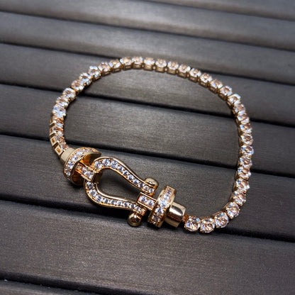 [LUCKY LOVE]FORCE  LARGE HORSESHOE FULL DIAMOND TENNIS BRACELET