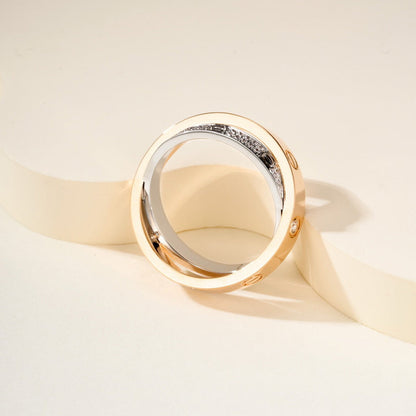 [LUCKY LOVE]LOVE PINK GOLD SILVER DIAMOND DOUBLE RING