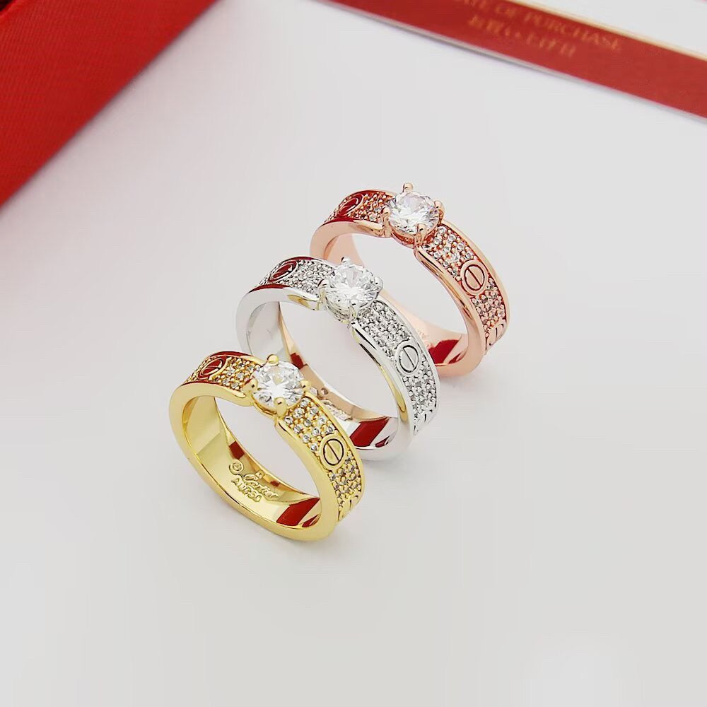 [LUCKY LOVE]LOVE RING 3.6MM 1 BIG DIAMOND FULL DIAMOND