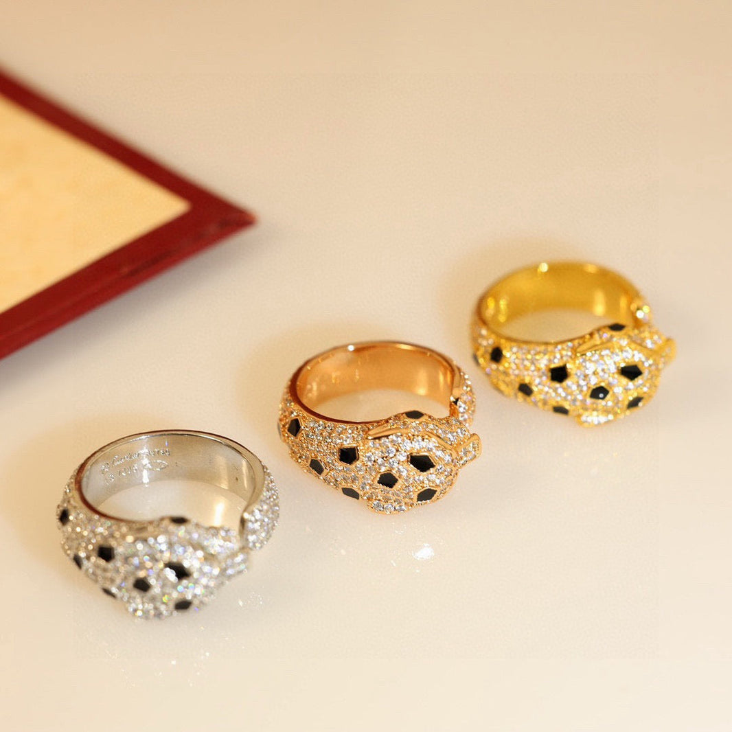 [LUCKY LOVE]PANTHERE SPOTTED FULL DIAMOND MEDIUM RING