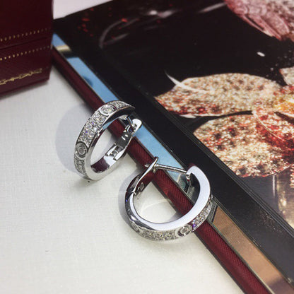 [LUCKY LOVE]LOVE 5.5MM DIAMOND PAVED EARRINGS